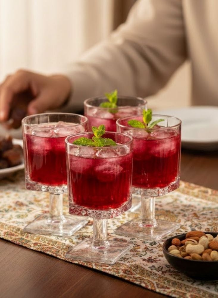 بريميم طقم أكواب زجاجية شفافة للحلويات مكوّن من ست قطع أكواب تقديم أنيقة بقاعدة للمشروبات والحلويات - Image 2